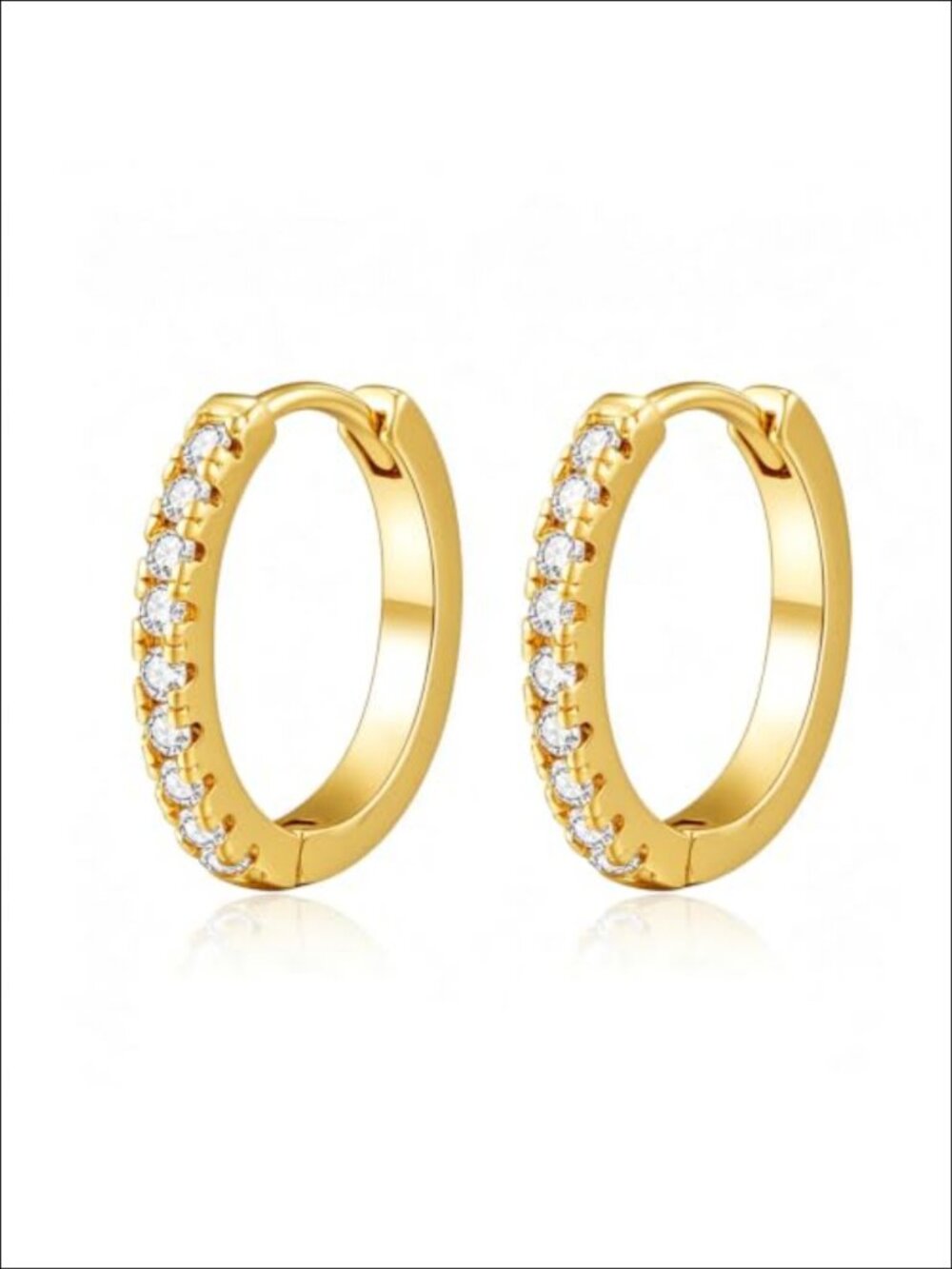 14K Gold Plated Small Hoop Earrings with Cubic Zirconia Huggie
